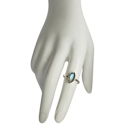 Labradorite Simple Marquis Sterling Silver Ring
