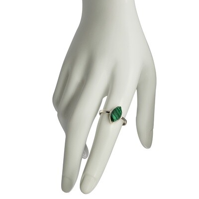 Malachite Simple Marquis Sterling Silver Ring
