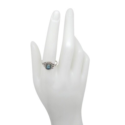 Labradorite Square Sterling Silver Ring