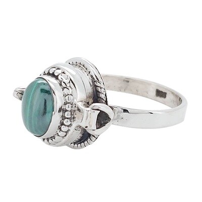 Malachite Fancy Oval Sterling Silver Ring