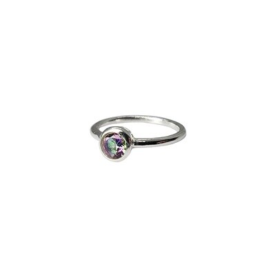 Mystic Topaz Round Sterling Silver Ring