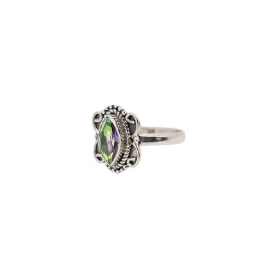 Mystic Topaz Flower Marquis Sterling Silver Ring