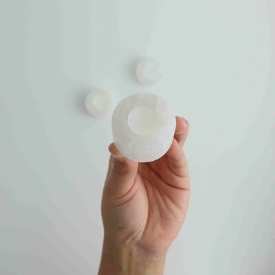 Round Selenite / Satin Spar Sphere Holder Stand
