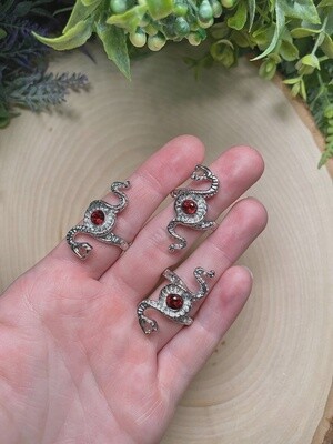 Garnet Snake Adjustable Ring