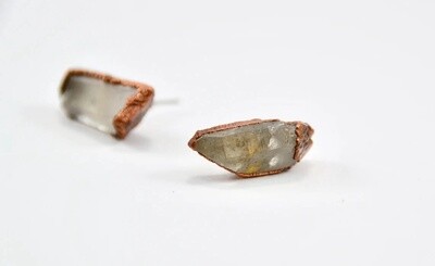 Raw Quartz Crystal Stud Earrings