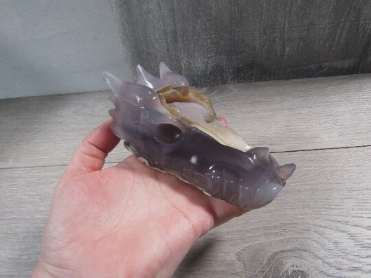 Druzy Agate Carved Dragon Skull