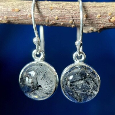 Black Rutile Earring Sterling Silver