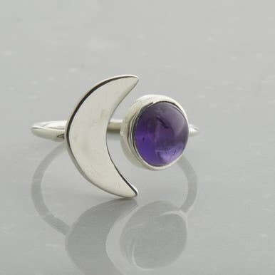 Amethyst Crescent Moon Ring