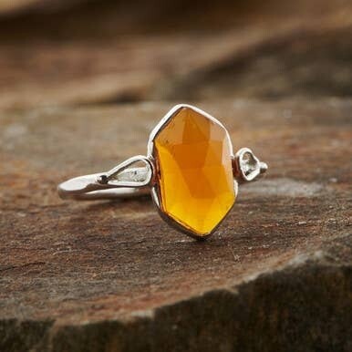 Carnelian Double Terminated Ring