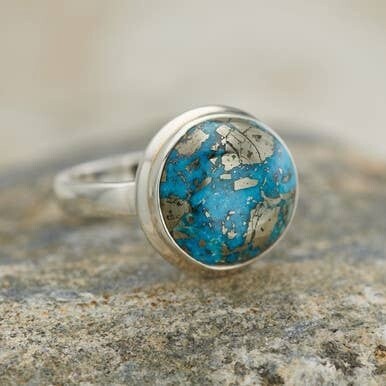 Natural Iranian Turquoise Ring Sterling Silver