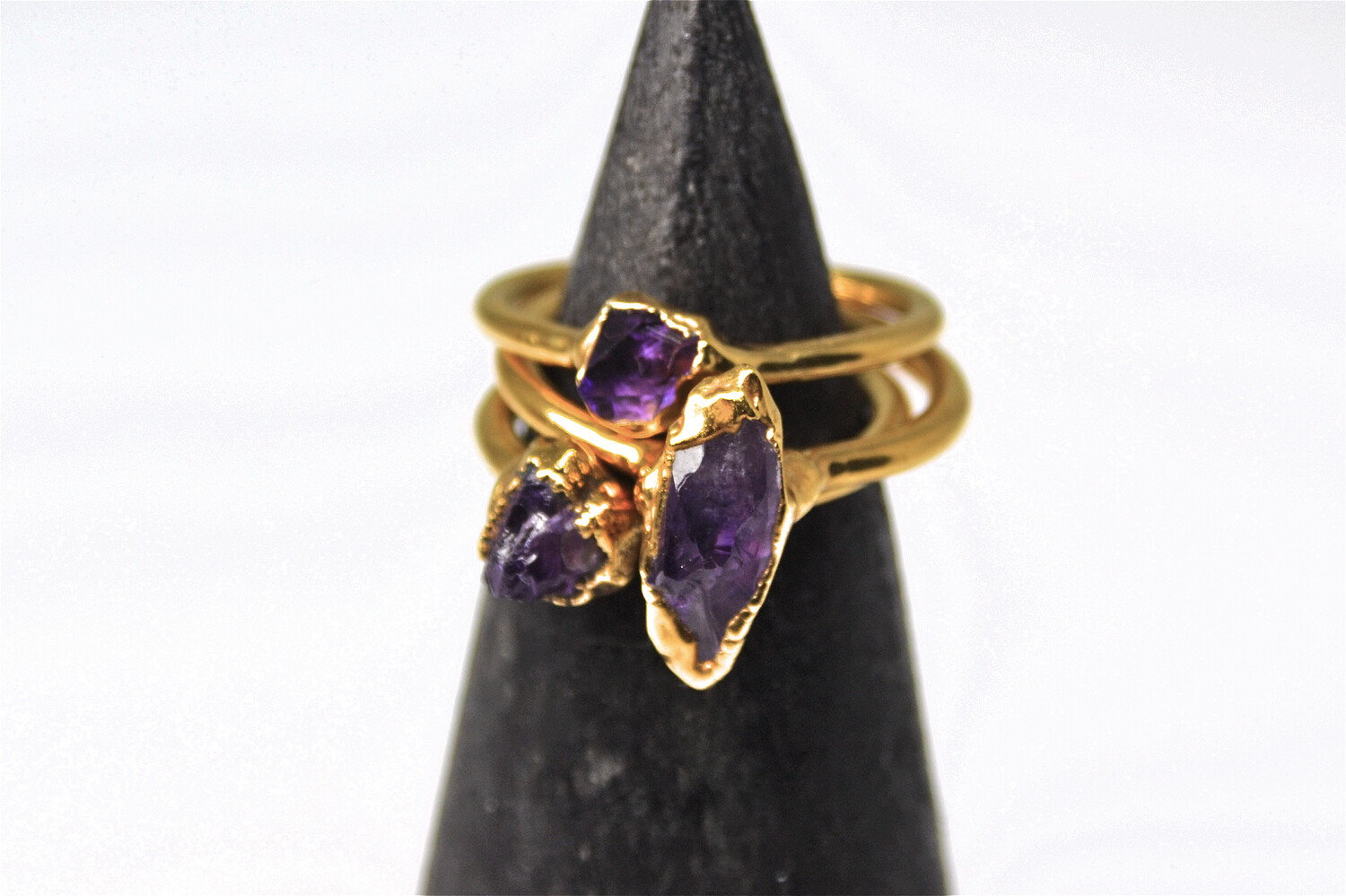 Gold Raw Amethyst Stacking Ring