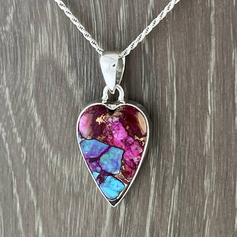 Kingman Pink Dahlia Turquoise Sterling Silver Pendant (pendant only)