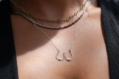 Sterling Boob Feminist Necklace