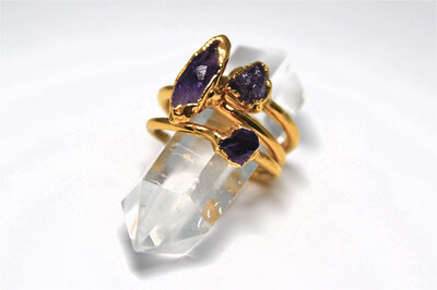 Gold Raw Amethyst Stacking Ring