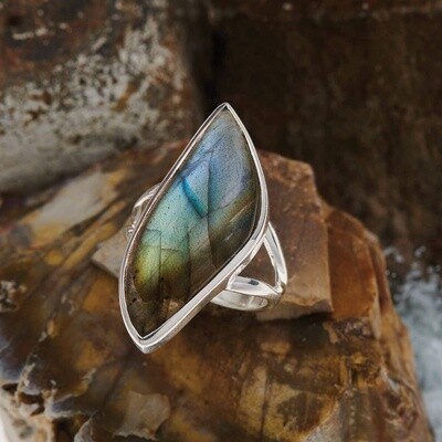 Multi Labradorite Sterling Silver Ring