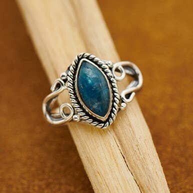 Neon Blue Apatite Horseshoe Ring