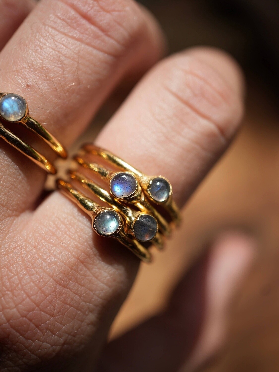 Gold Dainty Labradorite Ring