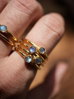 Gold Dainty Labradorite Ring
