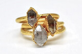 Gold Raw Herkimer Diamond Ring