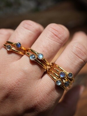 Gold Dainty Labradorite Ring