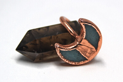 Large Copper Amazonite Crescent Moon Ring