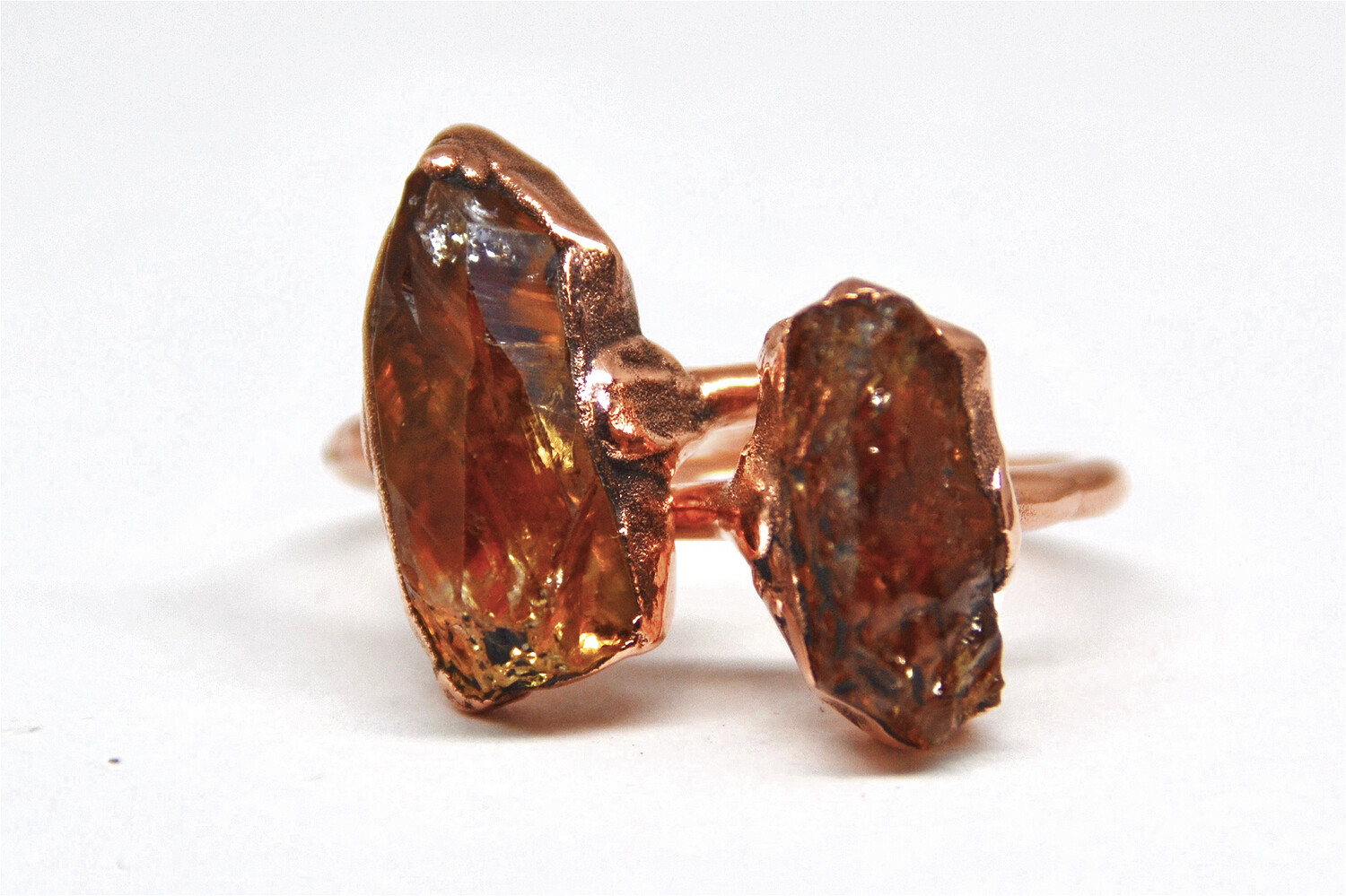 Raw Large Citrine Copper Ring