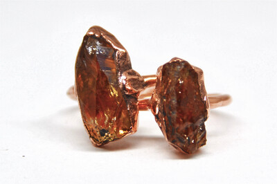 Raw Large Citrine Copper Ring