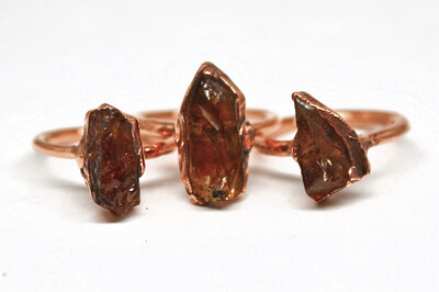 Raw Large Citrine Copper Ring
