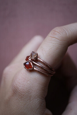 Electroformed Copper Carnelian Ring