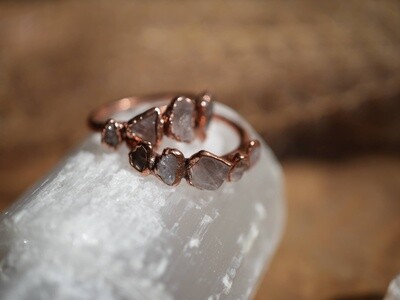 Multi-Stone Rose Quartz Copper Ring