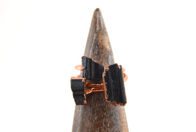 Raw Black Tourmaline Copper Ring