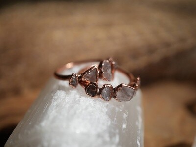 Multi-Stone Rose Quartz Copper Ring
