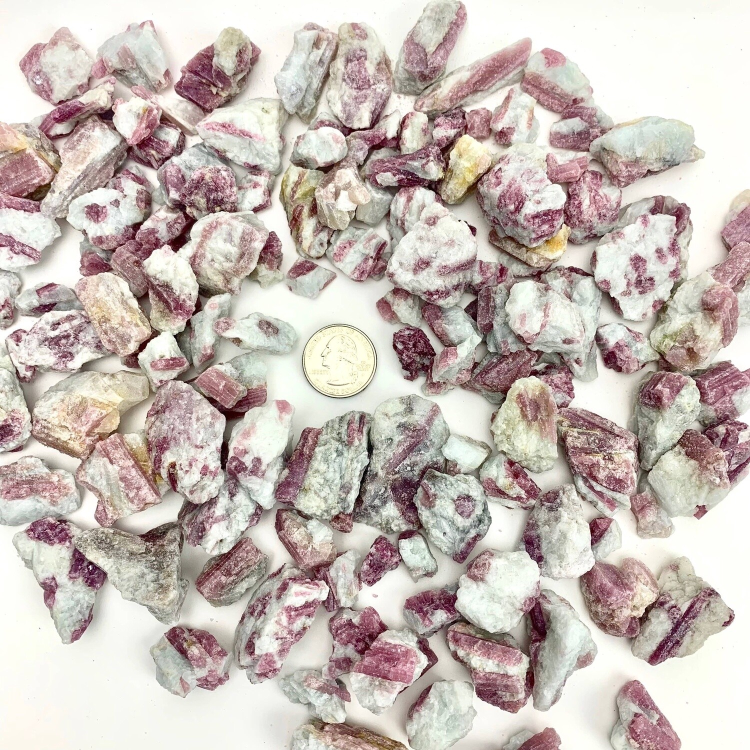 Pink Tourmaline in Quartz Tumble Stone