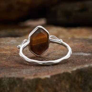 Tiger Eye Double Terminated Ring