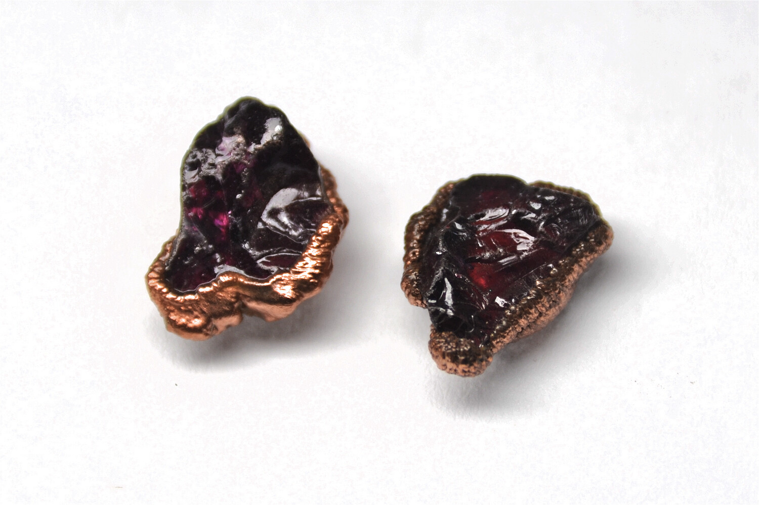 Raw Garnet Stud Earrings
