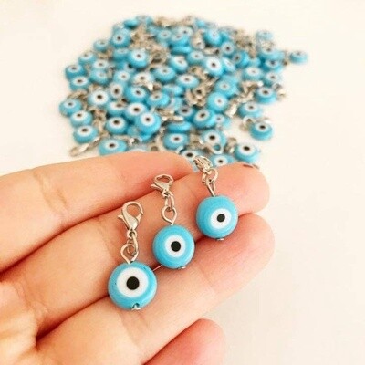 Turquoise Evil Eye Bead Charm on Lobster Clasp