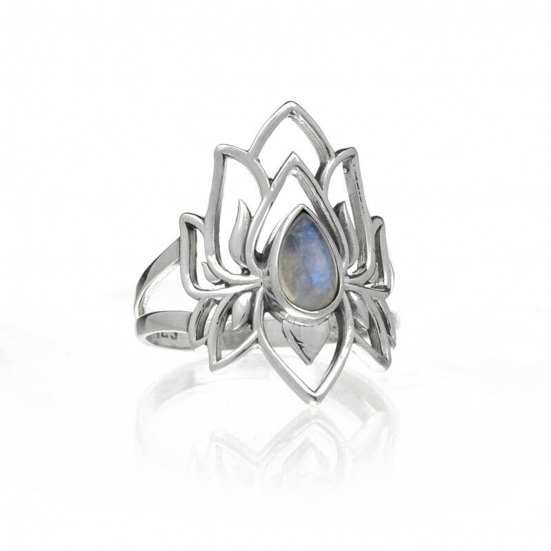 Sterling Silver and Moonstone Brahma Ring