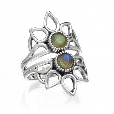 Sterling Silver and Labradorite Shiva Ring