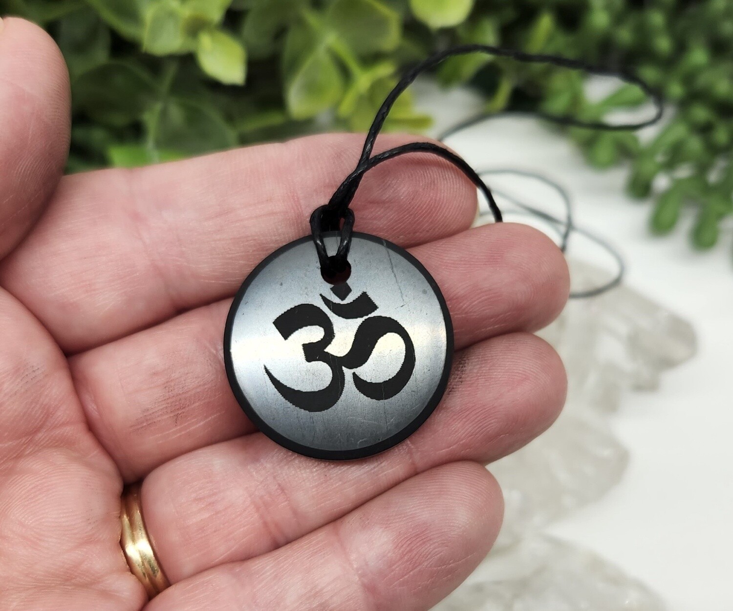 Etched Shungite Pendant Necklace