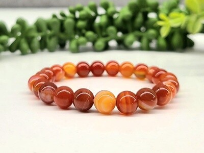 8mm Carnelian Bead Stretch Bracelet