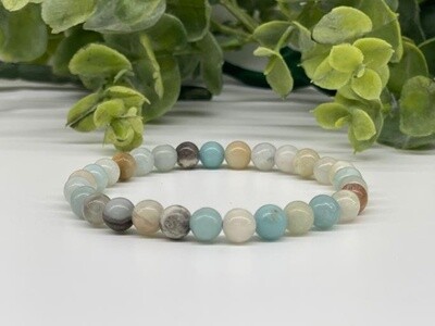 6mm Amazonite Polished Bead Stretch Bracelet