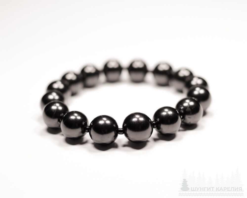 10mm Shungite Beaded Stretch Bracelet
