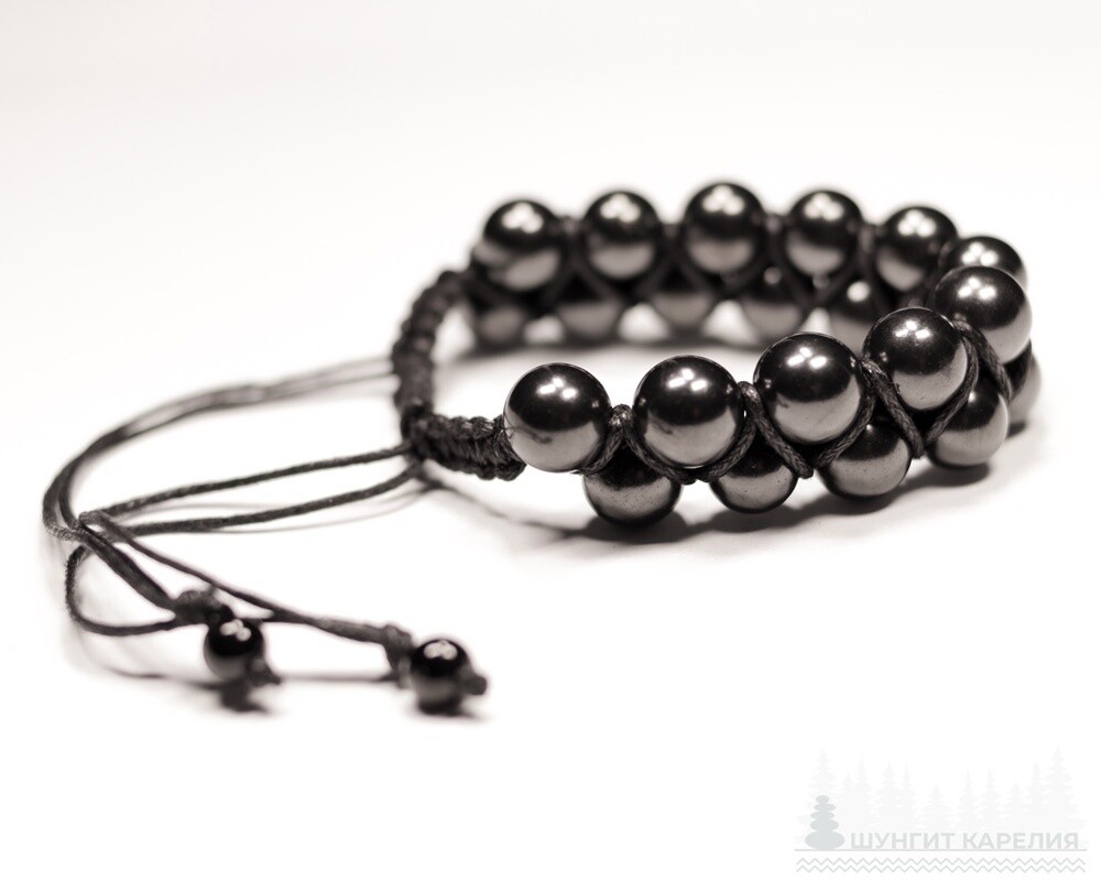 Shungite Shamballa Macrame Double Row Bracelet