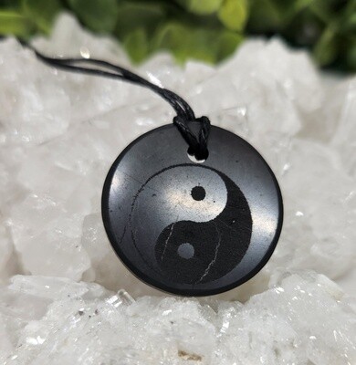 Etched Shungite Pendant Necklace
