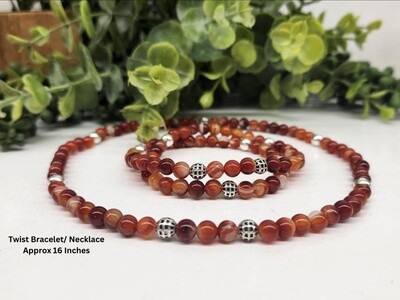 6mm Carnelian Bead Stretch XL Double Wrap Bracelet