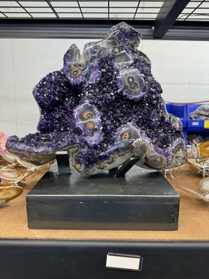 Uruguayan AA Amethyst Stalactite with Polished Eyes Collector Piece