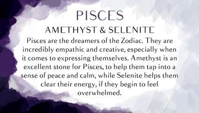 8mm Bead Pisces Zodiac Bracelet Amethyst and Selenite
