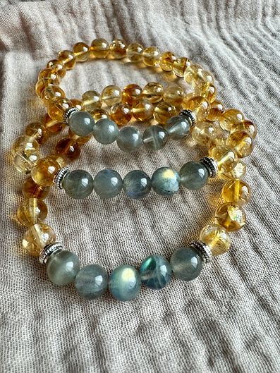 8mm Bead Scorpio Zodiac Bracelet Labradorite and Citrine