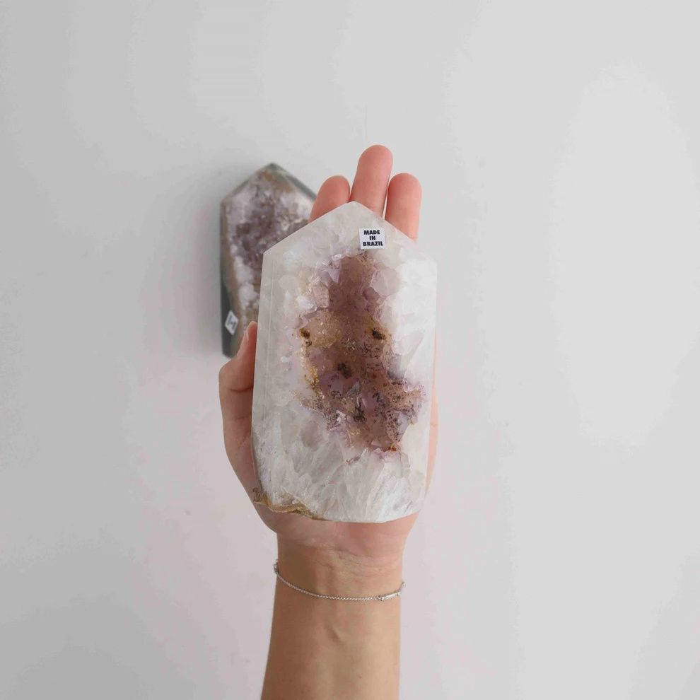 Druzy Agate Clear Quartz with Amethyst and Cacoxenite 630g