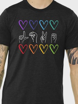 Rainbow Sign Language Love T-Shirt | Black